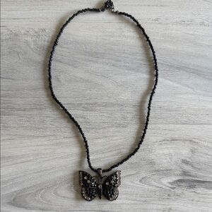 Elegant Black Butterfly Pendant Necklace